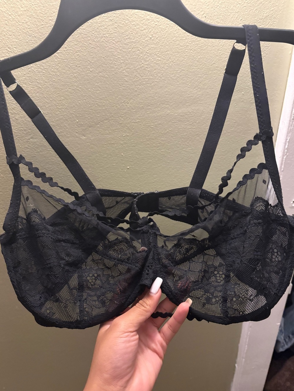 intimissimi Black Sheer Lace Chemise with Scalloped Straps